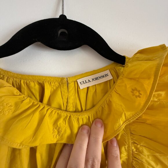 NEW Ulla Johnson Yellow Ruffle Blouse - Size 10 - Picture 4 of 6